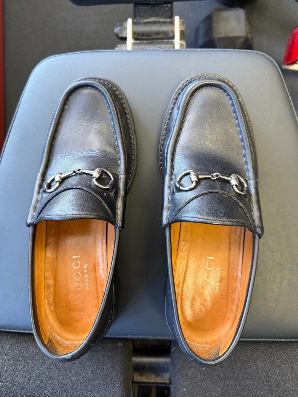 Gucci Women's Black Leather Horsebit Loafers